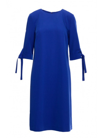 S393 A-line dress with tie sleeves - royal blue