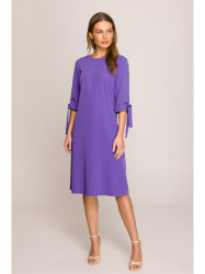 S393 A-line dress with tie sleeves - purple