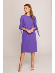 S393 A-line dress with tie sleeves - purple