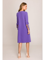 S393 A-line dress with tie sleeves - purple