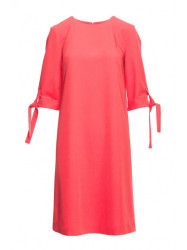 S393 A-line dress with tie sleeves - coral