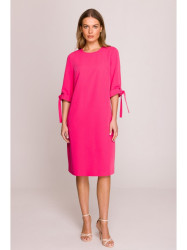 S393 A-line dress with tie sleeves - pink