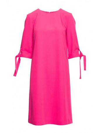 S393 A-line dress with tie sleeves - pink