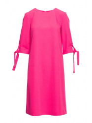 S393 A-line dress with tie sleeves - pink