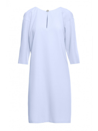 S394 Relaxed fit dress with keyhole neckline - light blue