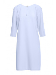 S394 Relaxed fit dress with keyhole neckline - light blue