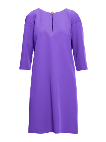 S394 Relaxed fit dress with keyhole neckline - purple