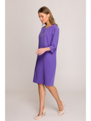 S394 Relaxed fit dress with keyhole neckline - purple