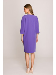 S394 Relaxed fit dress with keyhole neckline - purple