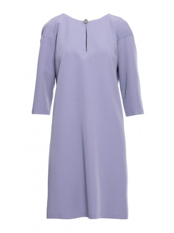 S394 Relaxed fit dress with keyhole neckline - dove grey