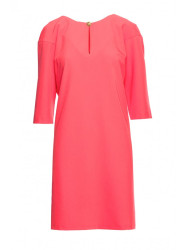 S394 Relaxed fit dress with keyhole neckline - coral