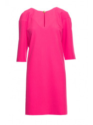 S394 Relaxed fit dress with keyhole neckline - pink