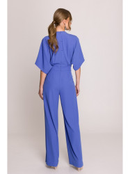 S395 Platus kombinezonas su pakietinta iškirpte - mėlynas