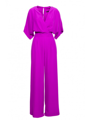 S395 Wide leg jumpsuit with wrap neckline - lavender