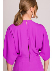 S395 Wide leg jumpsuit with wrap neckline - lavender