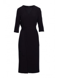 S396 Mid-length dress with wrap detail - black