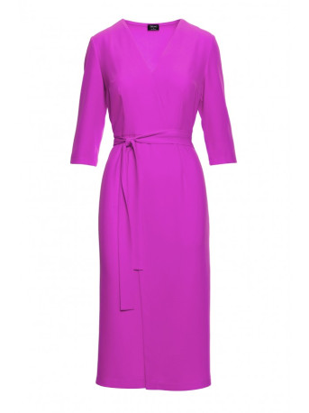 S396 Mid-length dress with wrap detail - lavender