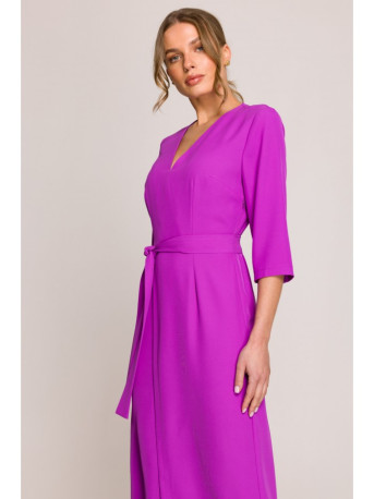 S396 Mid-length dress with wrap detail - lavender