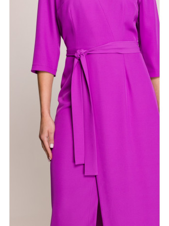 S396 Mid-length dress with wrap detail - lavender