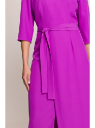 S396 Mid-length dress with wrap detail - lavender