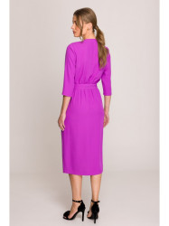S396 Mid-length dress with wrap detail - lavender