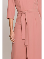 S396 Mid-length dress with wrap detail - rose