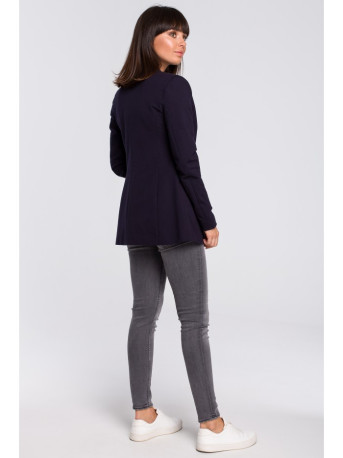B102 Cotton-blend open blazer - navy blue