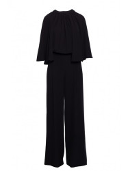 S397 Wide sleeve jumpsuit with split back - black