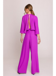 S397 Wide sleeve jumpsuit with split back - lavender