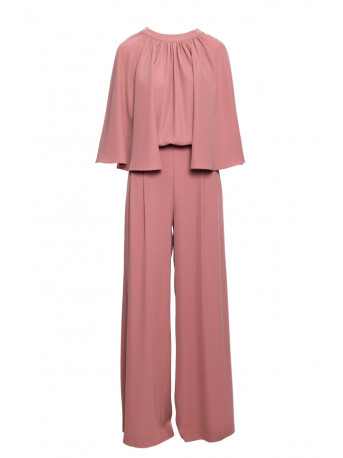 S397 Wide sleeve jumpsuit with split back - rose