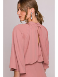 S397 Wide sleeve jumpsuit with split back - rose