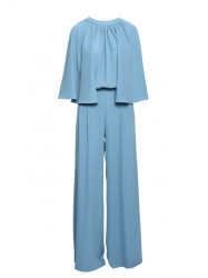 S397 Wide sleeve jumpsuit with split back - sky blue