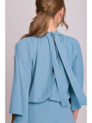 S397 Wide sleeve jumpsuit with split back - sky blue