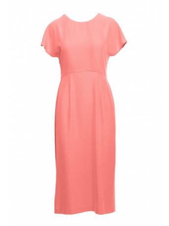 S398 Pencil dress with split on the side - orange