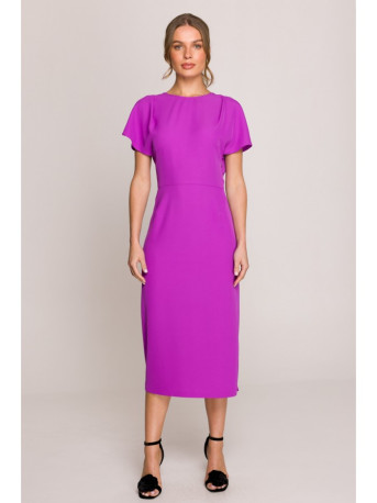 S398 Pencil dress with split on the side - lavender