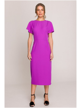 S398 Pencil dress with split on the side - lavender
