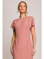S398 Pencil dress with split on the side - rose