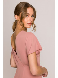 S398 Pencil dress with split on the side - rose