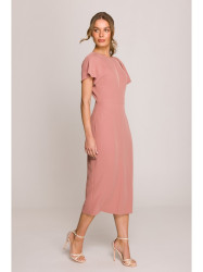S398 Pencil dress with split on the side - rose