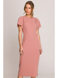 S398 Pencil dress with split on the side - rose