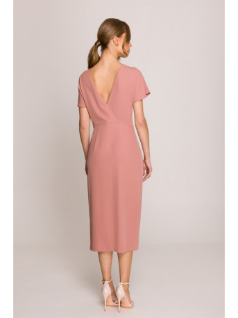 S398 Pencil dress with split on the side - rose