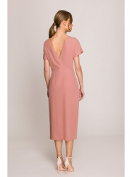 S398 Pencil dress with split on the side - rose