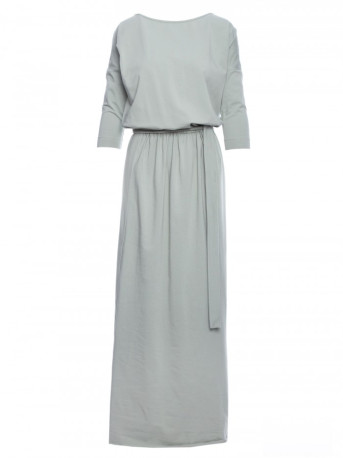 M435 Maxi cotton dress with a tie-belt - pistachio