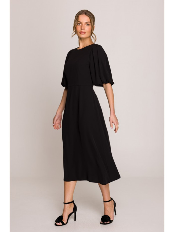S399 Puff sleeve dress - black