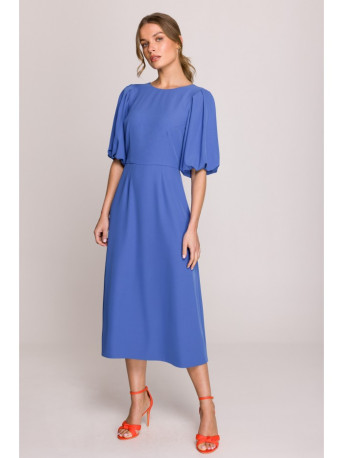 S399 Puff sleeve dress - blue