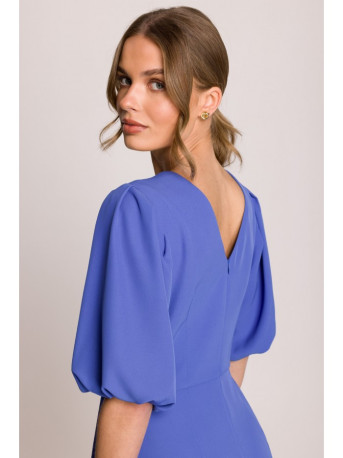 S399 Puff sleeve dress - blue