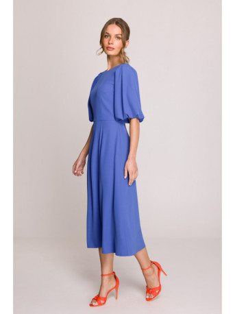 S399 Puff sleeve dress - blue