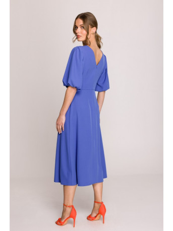 S399 Puff sleeve dress - blue