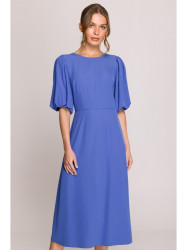 S399 Puff sleeve dress - blue