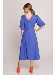 S399 Puff sleeve dress - blue